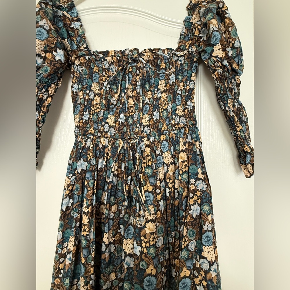 DÔEN
Bijou shirred floral-print organic cotton-voile midi dress - Picture 5 of 9